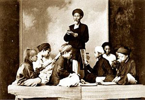 Một lớp học chữ Nho vào khoảng năm 1895. Ảnh: T.L.