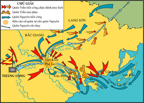 Bản đồ kháng chiến chống quân Nguyên Mông lần thứ 3